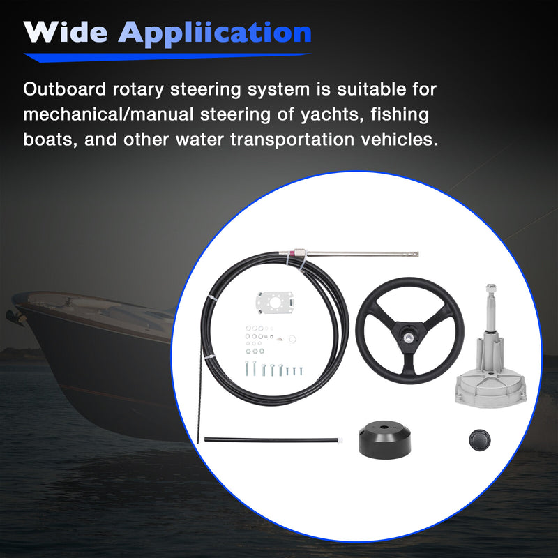 SS13714 Boat Rotary Steering System with Wheel Kit for Outboard Marine 14 Foot
