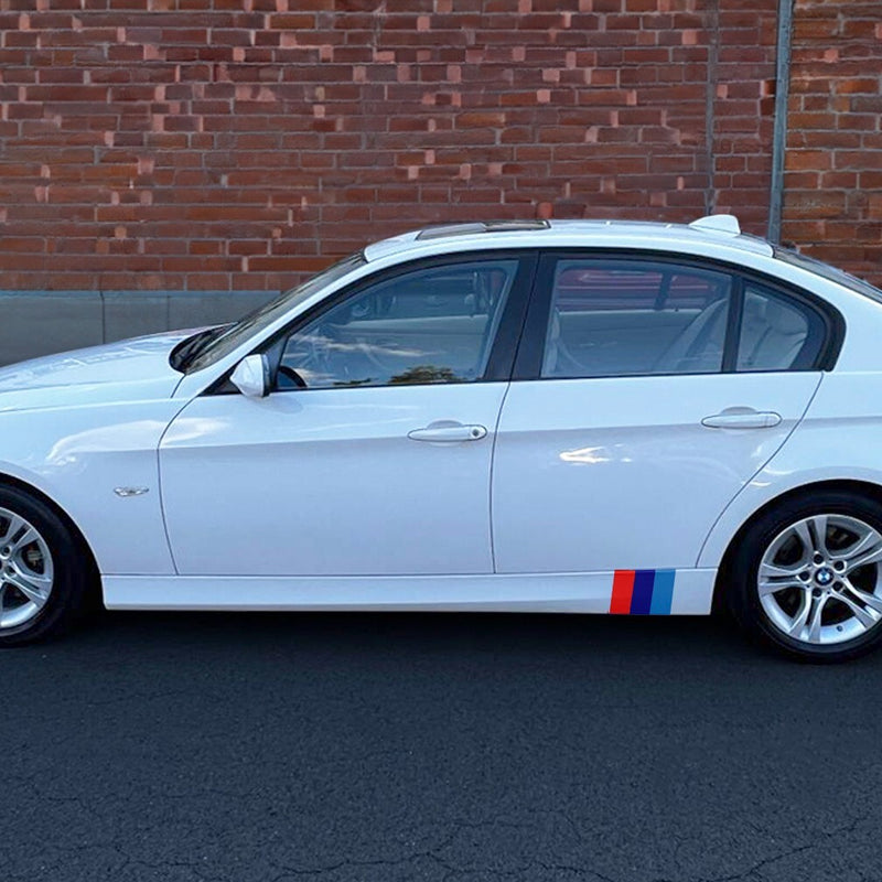 M Style Side Skirt Hash Mark Racing Stripe Rally Decal Kit for BMW 3 Series