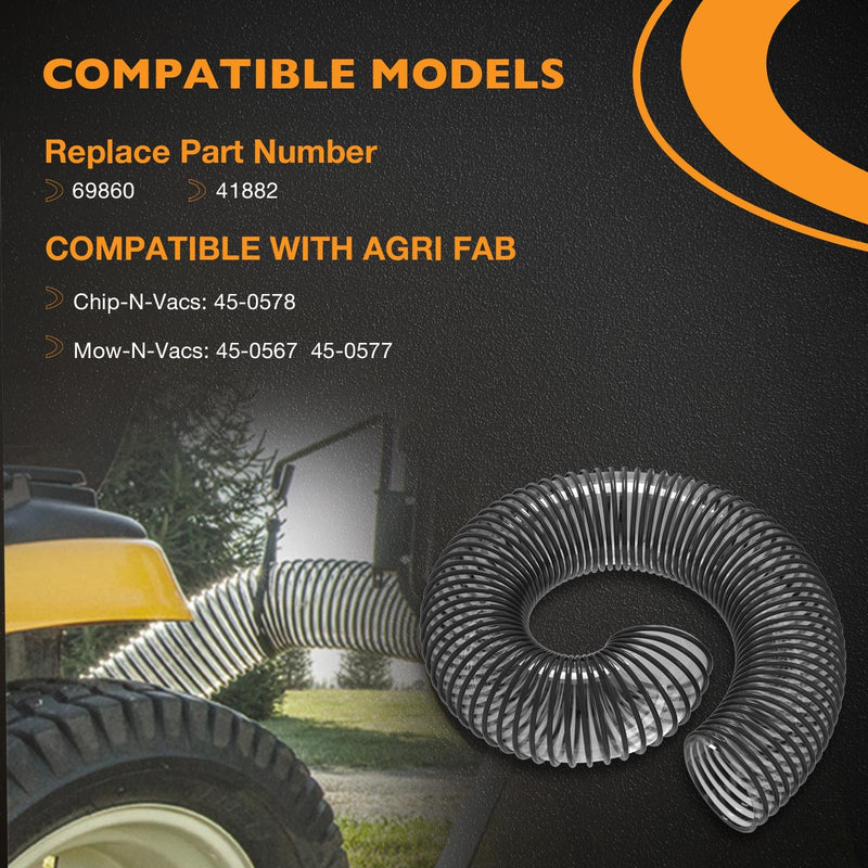 41882 Lawn Vacuum Hose 6x84 Inch with Clamps for Agri Fab Mow N Vacs 69860