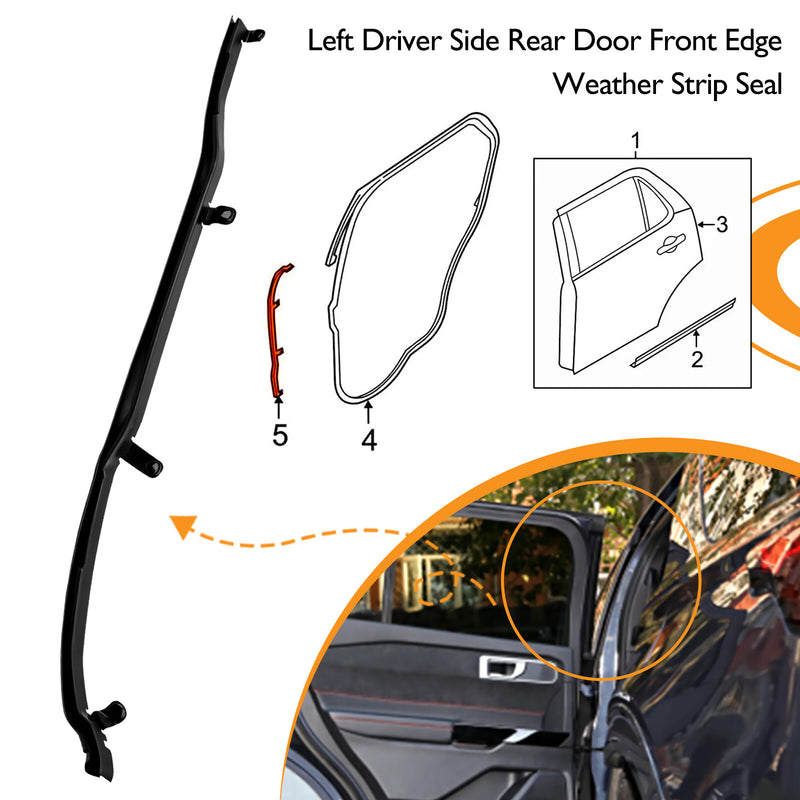 BB5Z7825325B Front Left Door Edge Weather Strip Seal for 2011 2019 Ford Explorer