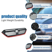 DURAFORCE Front Bumper Grille Grill Black with Red Trim for 2022-2023 for Subaru WRX Sport