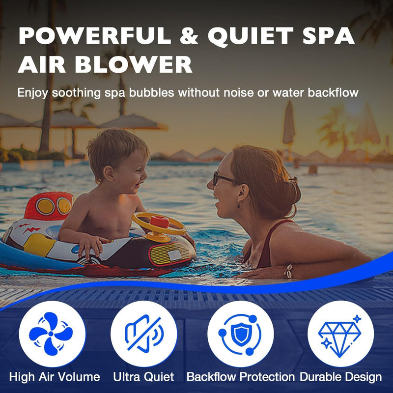 6315141 Pool Spa Blower For Air Supply Silencer 2in Plumbing 1.5HP 120V HotTub