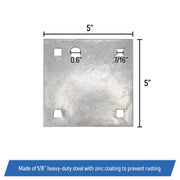 DURAFORCE Stationary Floating Dock Backer Plates 5x5 Heavy Duty Galvanized Steel 16 Pack