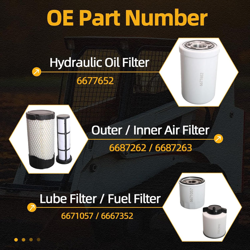 Fuel Oil Air Filter Kit For Bobcat Mini Track Loader MT52 MT55 MT85 MT100 5X