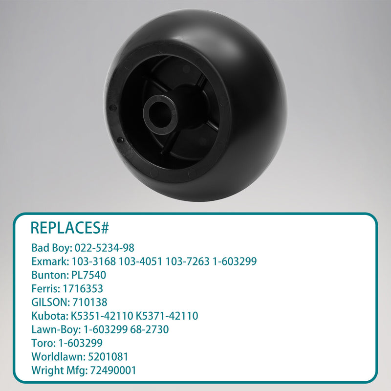 Mower Deck Anti Scalp Wheel Kit for Exmark 103 3168 116 9981 Kubota 4 Piece
