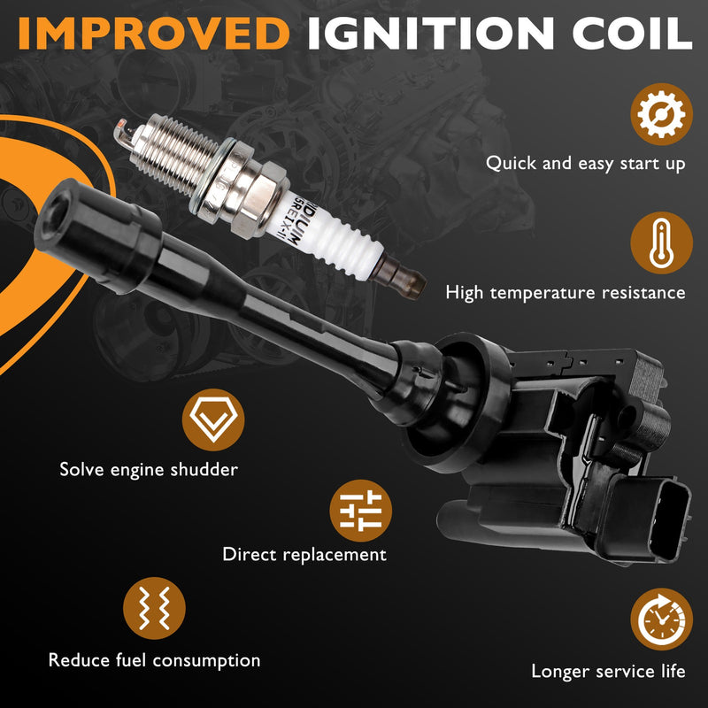UF295 2 Ignition Coils 4 Denso Spark Plugs for Mitsubishi Lancer 2.0L 6 Piece