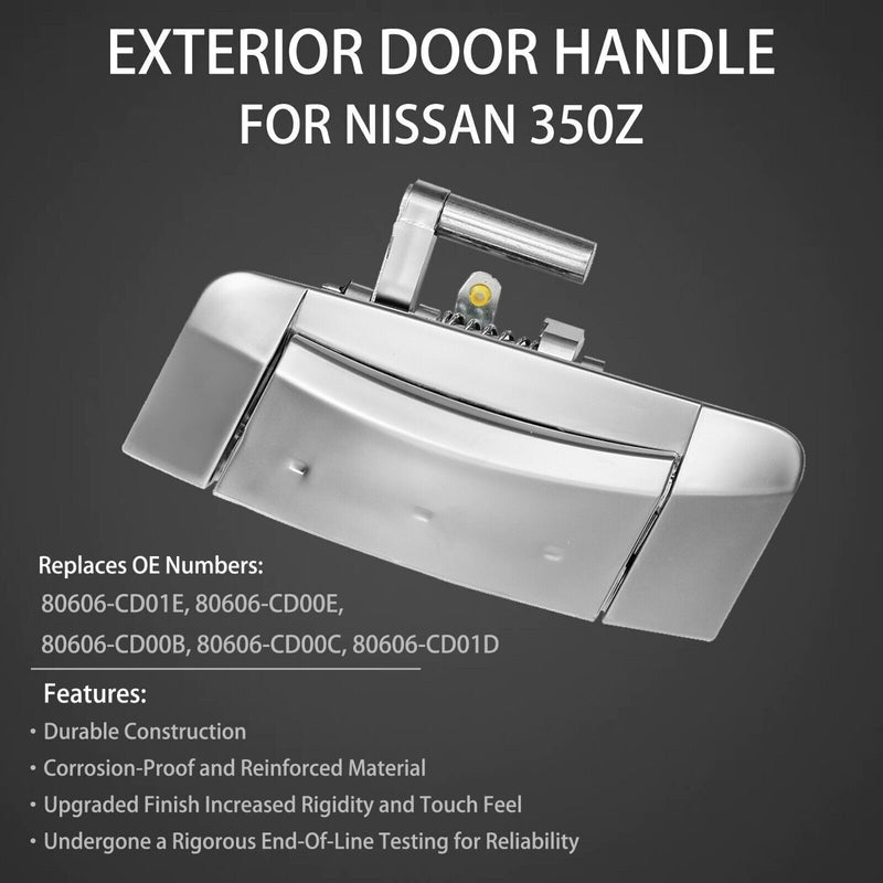 Exterior Door Handle Driver and Passenger Side Silver for Nissan 2003 2009 350Z