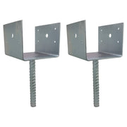 DURAFORCE U Shaped 6x6 Deck Post Concrete Anchor Spike Fence Base Zinc Plated 2 Pack