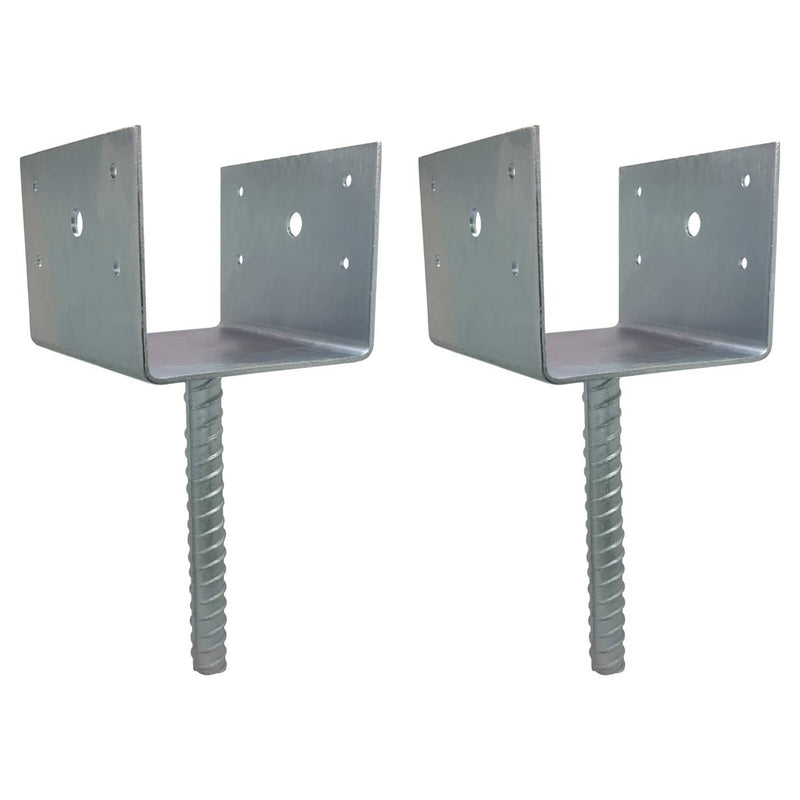 DURAFORCE U Shaped 6x6 Deck Post Concrete Anchor Spike Fence Base Zinc Plated 2 Pack