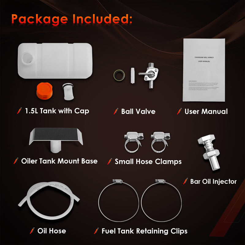 Auxiliary Oiler Kit with Hose for Chainsaw Milling Attachment Cut Sawmill Lumber