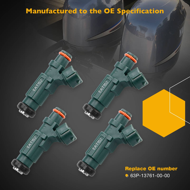 63P-13761-01-00 Fuel Injectors for Yamaha 150HP F150 LF150 Set of 4
