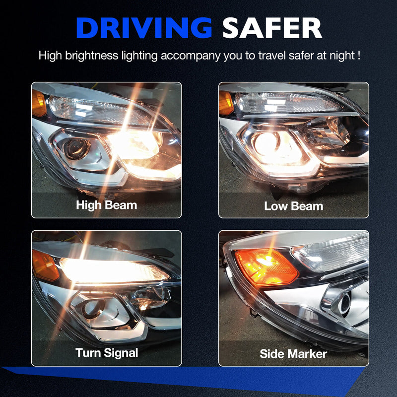Halogen Chrome Headlight Lamp Assy for Chevy Equinox 2016 2017 Front Left Right