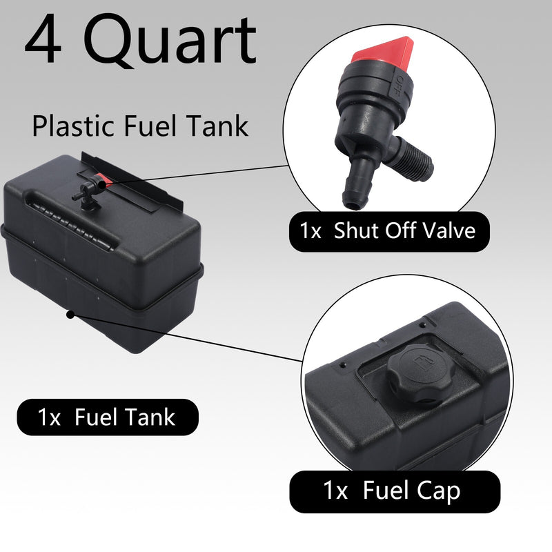 691993 4 Quart Plastic Fuel Tank with Cap Shut Off Valve for Briggs Stratt
