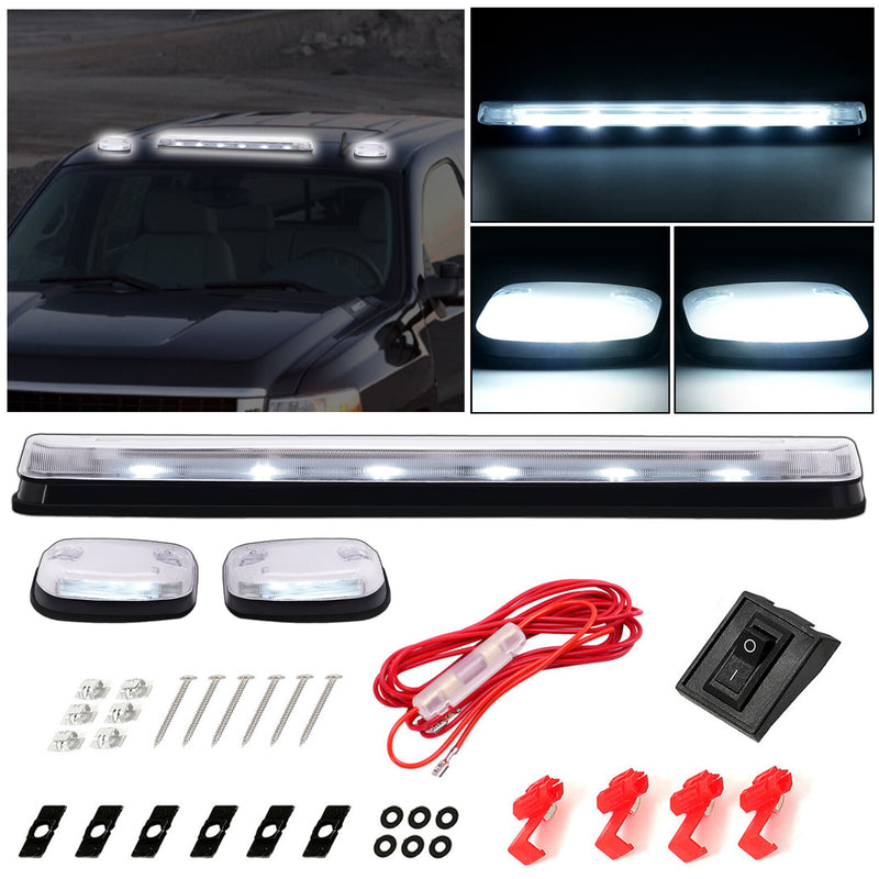 3Pcs White LED Cab Roof Marker Top Lights for Chevrolet Silverado 2500 3500