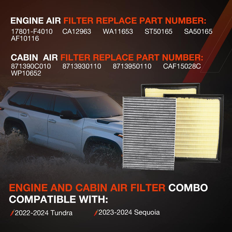 17801F4010 Engine Cabin Air Filter for Toyota Tundra Sequoia 2022 2025 3.4L V6