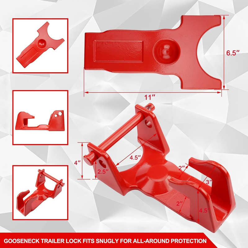 Gooseneck Trailer Hitch Lock with Key for RV Heavy Trailers Livestock Hauler