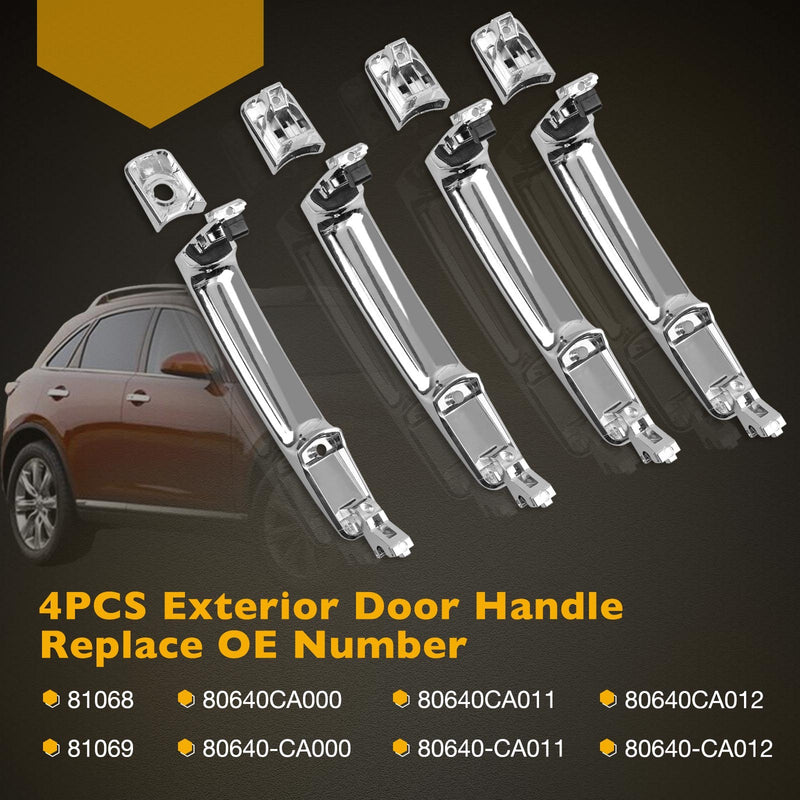 4 Exterior Door Handles Front Rear for 03-15 Nissan Rogue Infiniti FX35