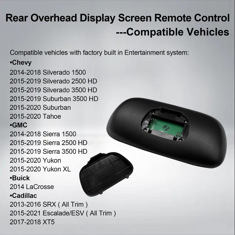 DVD Entertainment Remote Control for Chevrolet Silverado GMC Sierra 2014 2020