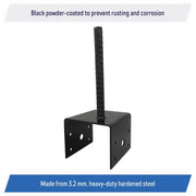 DURAFORCE U Shaped 6x6 Deck Post Concrete Anchor Spike Fence Base Black Powder Coated 2 Pack