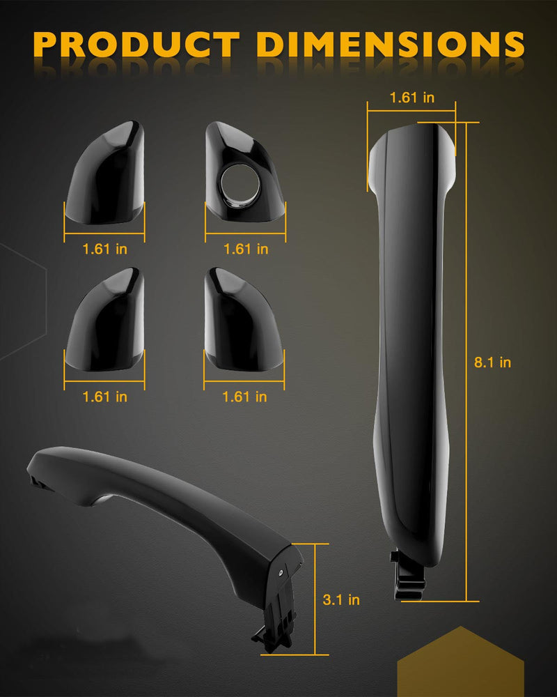 82651F2010 Black Outside Exterior Door Handle Kit For 2017-2020 Hyundai Elantra