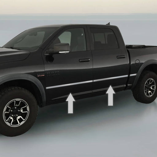 DURAFORCE Side Door Rocker Panel Molding Package for Dodge Ram Chrome 09-17
