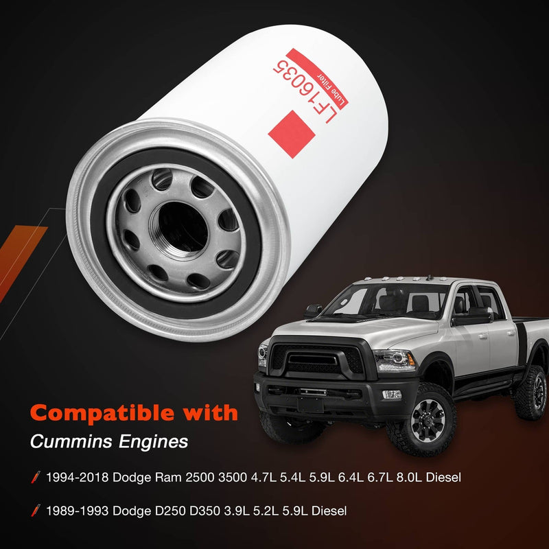 LF16035 Fuel Oil Lube Filters for 1989 2018 Dodge Ram 2500 Cummins 5.9L 6.7L 12X
