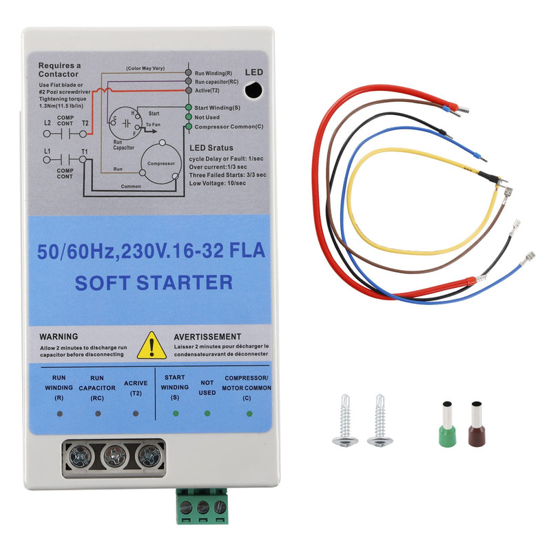 16 32A AC Soft Starter with Reverse Motor Protection for 4 7 Ton Install Kit