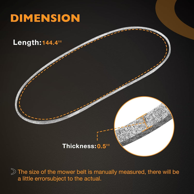 130 0843 Deck Belt 144.4 x 0.5 Inch for Exmark Quest Toro TimeCutte 50 54 Inch
