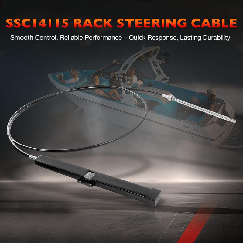 SS14115 15 FT Back Mount Steering Cable Kit for Seastar Teleflex Rack Steering