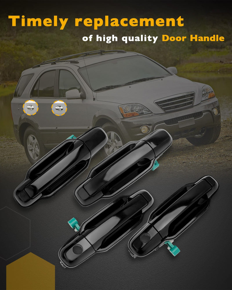 Exterior Door Handle with Keyhole Front & Rear Side for Kia Sorento 03 09 4Pcs