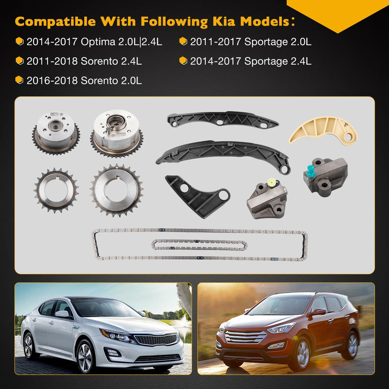2.4L Timing Chain Kit w/ VVT Gear for Hyundai Kia Sonata Tucson Optima Sorento