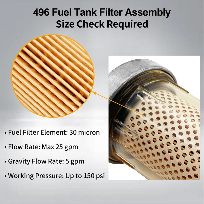 496 Fuel Transfer Tank Filter for Gasoline Diesel Water Separator with 1 NPT Cap