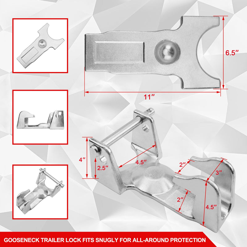 Gooseneck Trailer Lock Silver with Key Lock for RVs Livestock Haulers Trailers