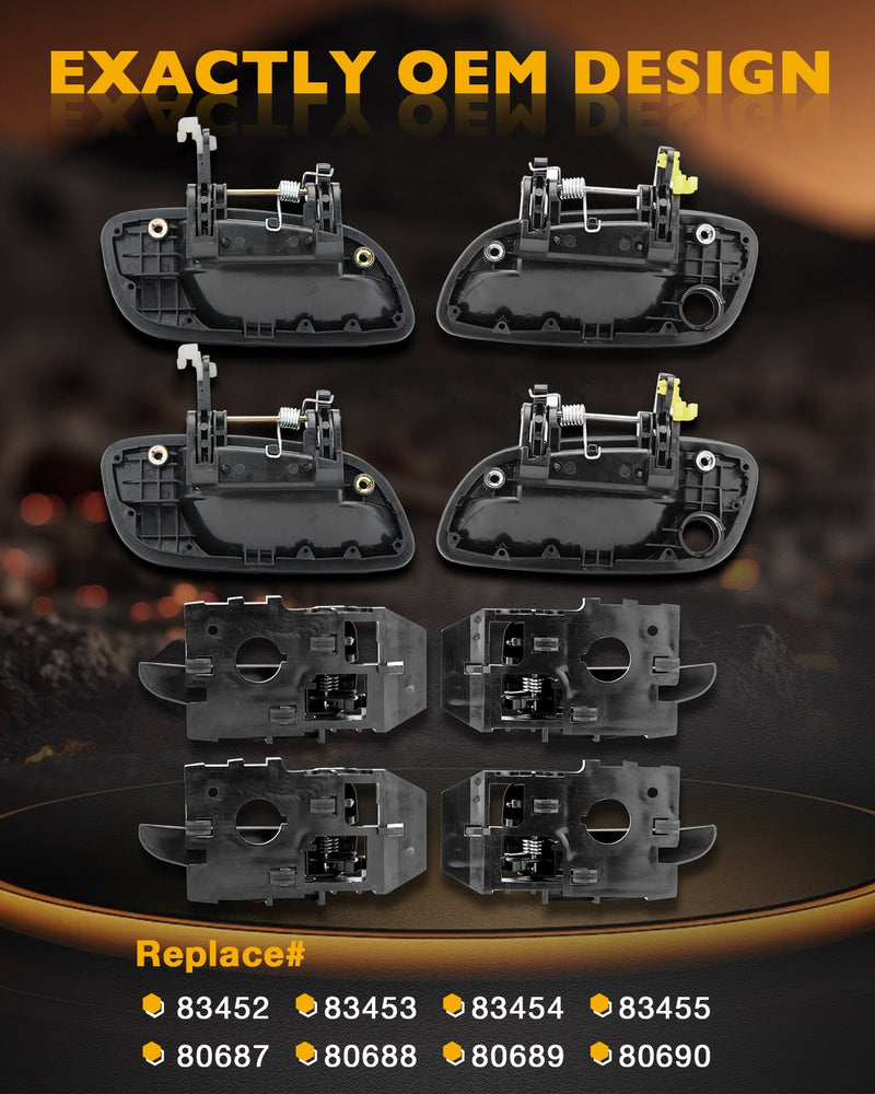 Door Handles Exterior Interior Front Rear for 01 06 Hyundai Elantra 8 Pieces
