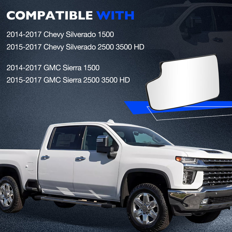 23444114 Driver Left Side Lower Mirror Glasses for Chevy Silverado 2500 HD 14 17