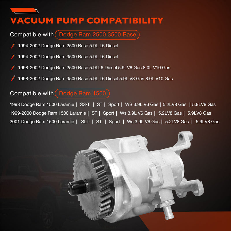 904810 Gear Driven Vacuum Pump for Dodge Ram 2500 3500 94-02 5.9L Cummins Diesel