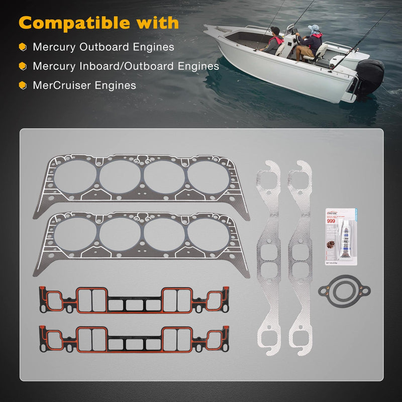 Cylinder Head Gasket Set for 350 CID Mercruiser Volvo Penta Crusader GM Marine