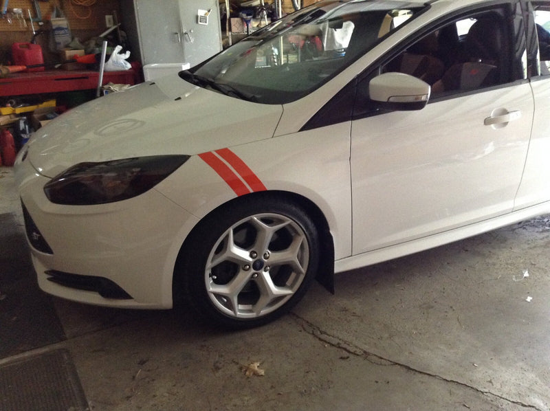 DURAFORCE 3 Inch Dual Fender Stripe Hash Mark Decal Graphic Kit for Ford Focus
