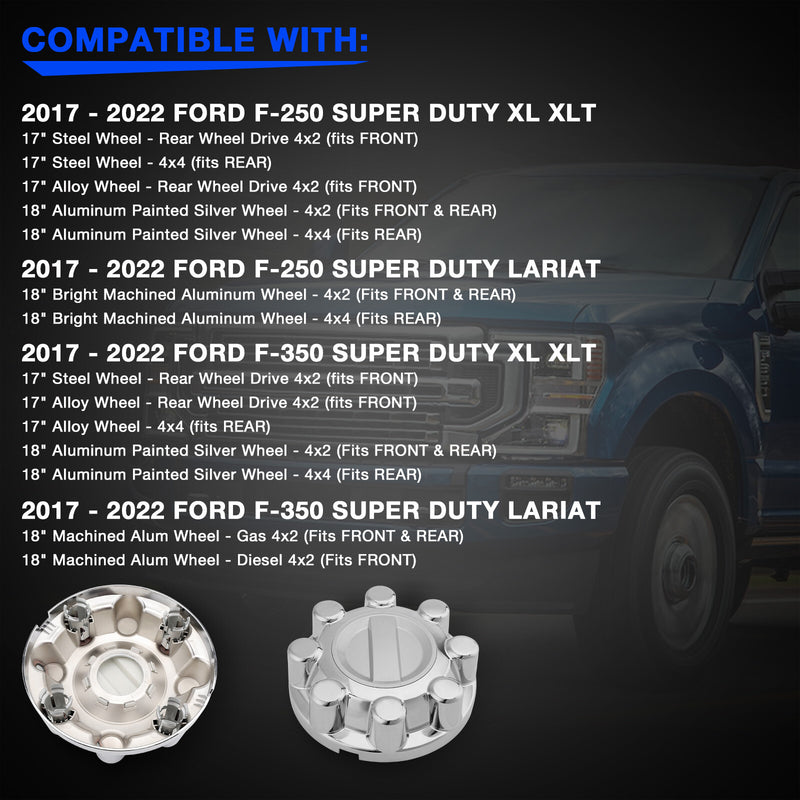 HC3Z1130J Chrome Front Rear Wheel Center Hub Cap For 2017 To 2022 Ford F250 F350