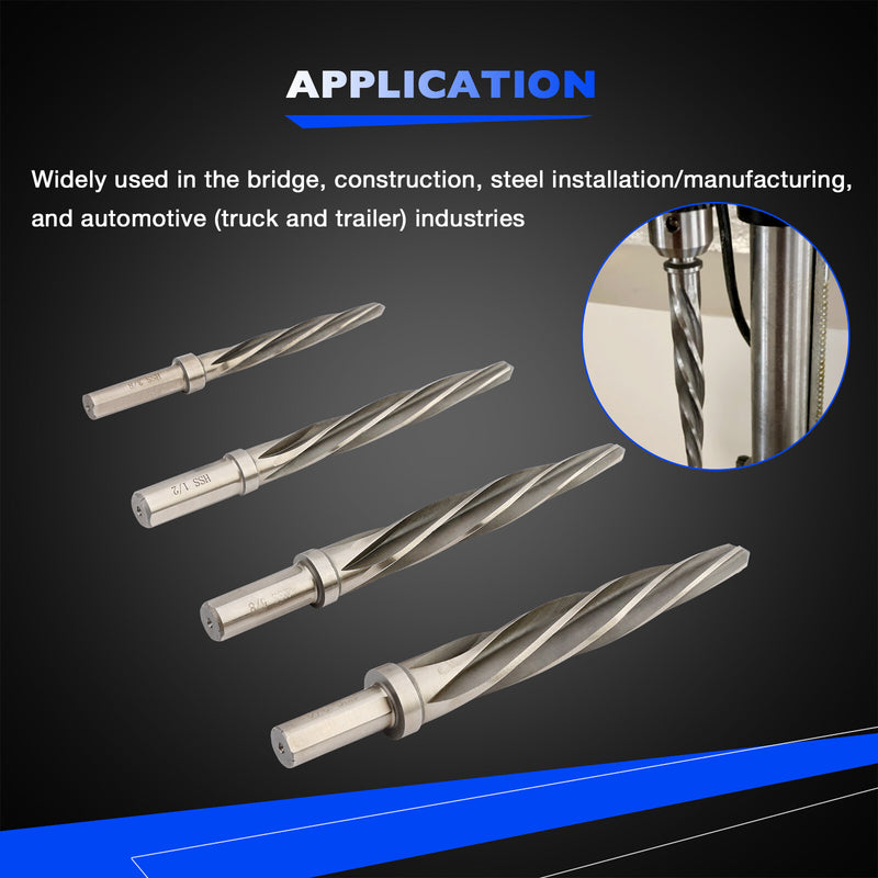 M2 HSS Taper Chucking Reamer Set 3/8 1/2 5/8 3/4 Fits Reamers Bit