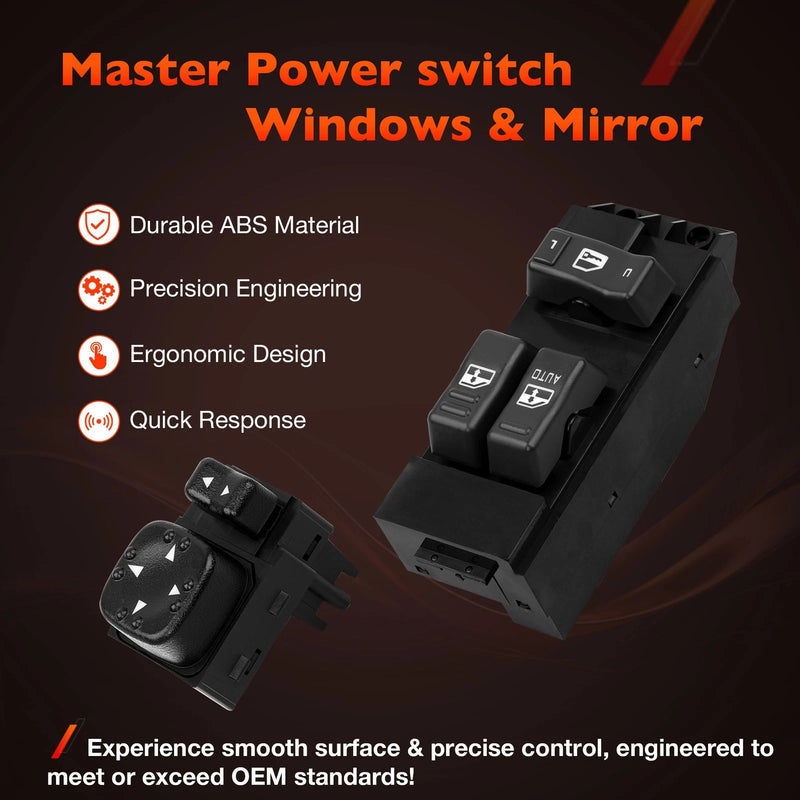 Power Window Door Mirror Switch for Chevy Silverado GMC Sierra 00 02 1500 2500