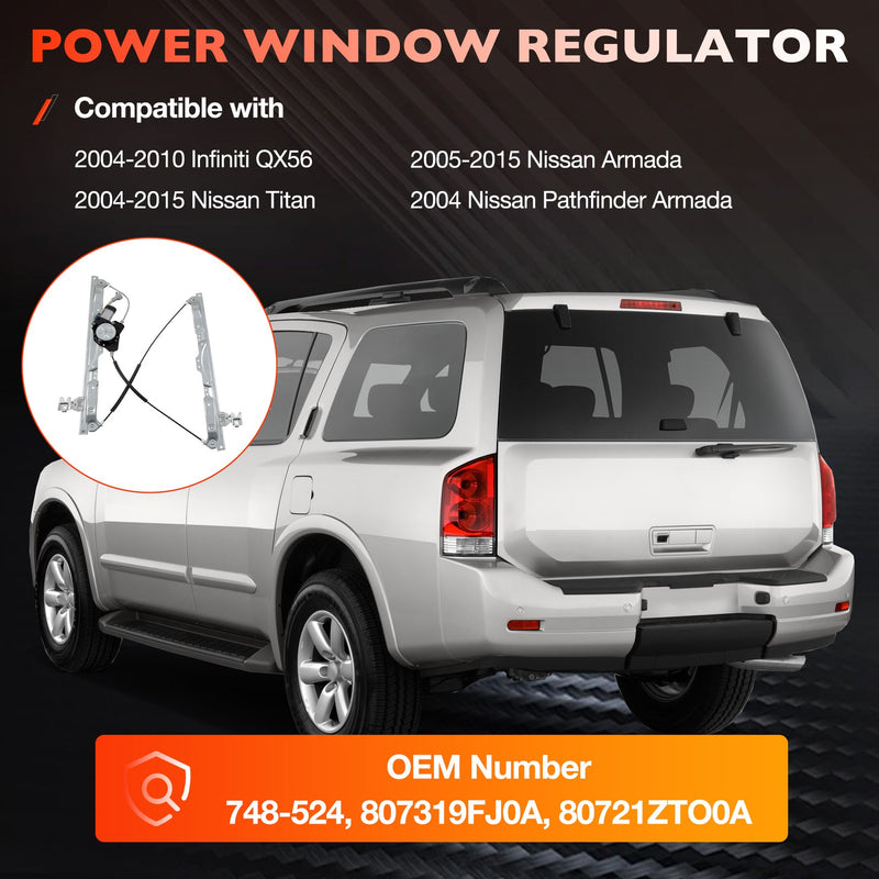 Front Driver Side Power Window Regulator with Motor for Nissan Titan 2004to2015