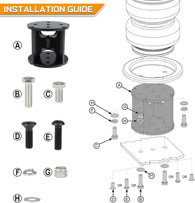52440 4 Inch Universal Air Lift Spring Spacers Kit For Most Air Spring Lift Kits