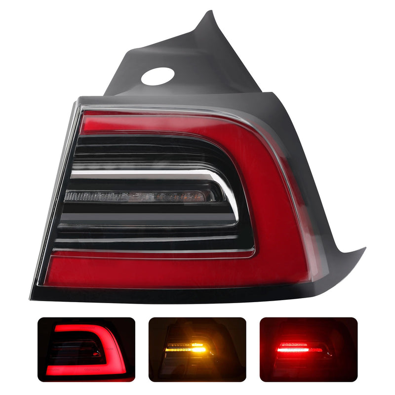 Rear Right LED Tail Light Lamp Passenger Side for 2017-24 Tesla Model 3/Y 3-Pin
