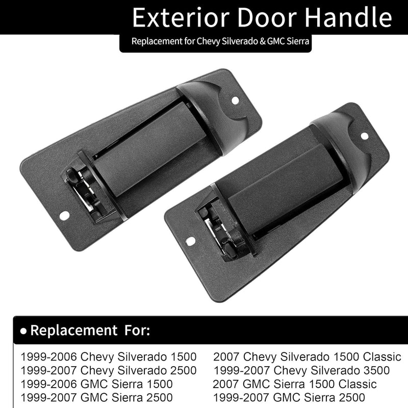 Metal Exterior Door Handles Rear Left Right for Chevy GMC Sierra 1999 2007