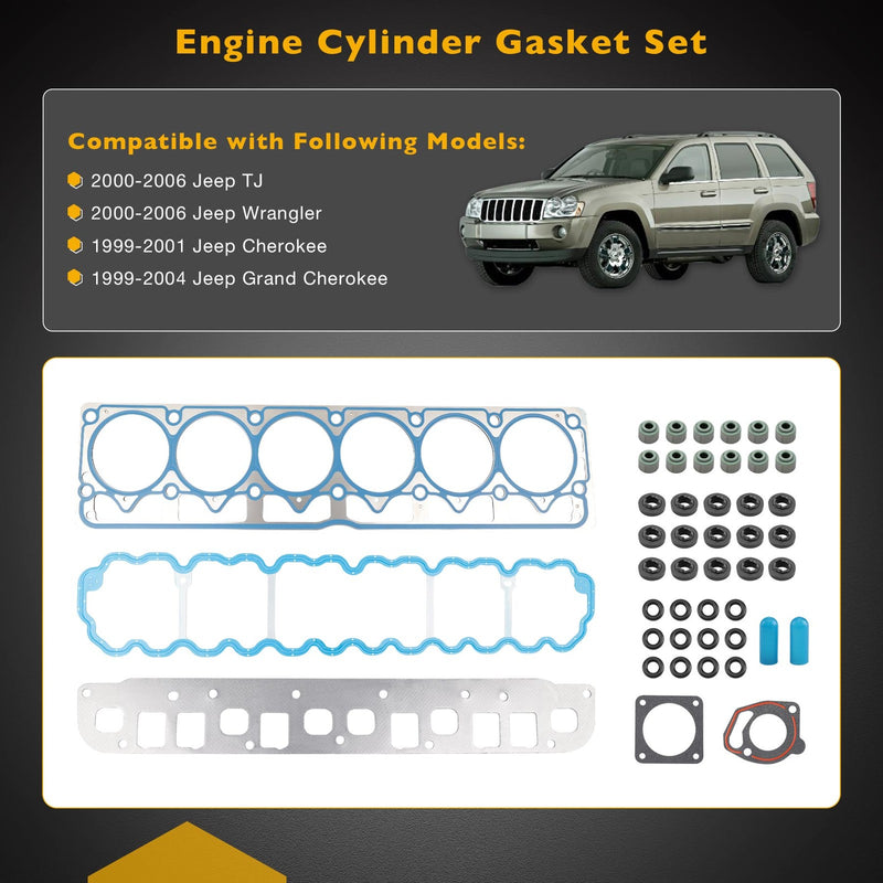 VS50458R Cylinder Head Gasket Set for Jeep Wrangler Cherokee 1999 2006 4.0L