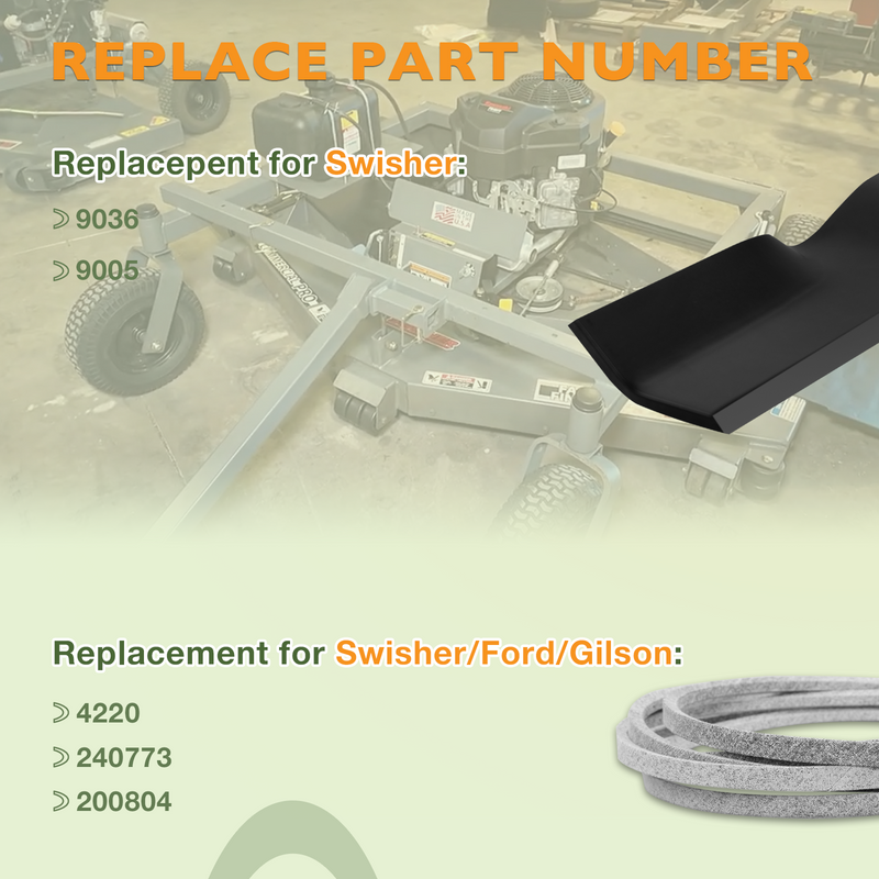 9036 4220 Blade Belt Set for Swisher 44 In Finish Cut Mowers 74 Inch 2 Pieces