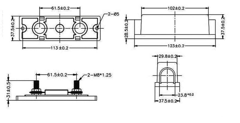 DURAFORCE ANL Fuse Holder 30 to 600A Inline Bolt Down 0 2 4 Gauge AWG Fuses
