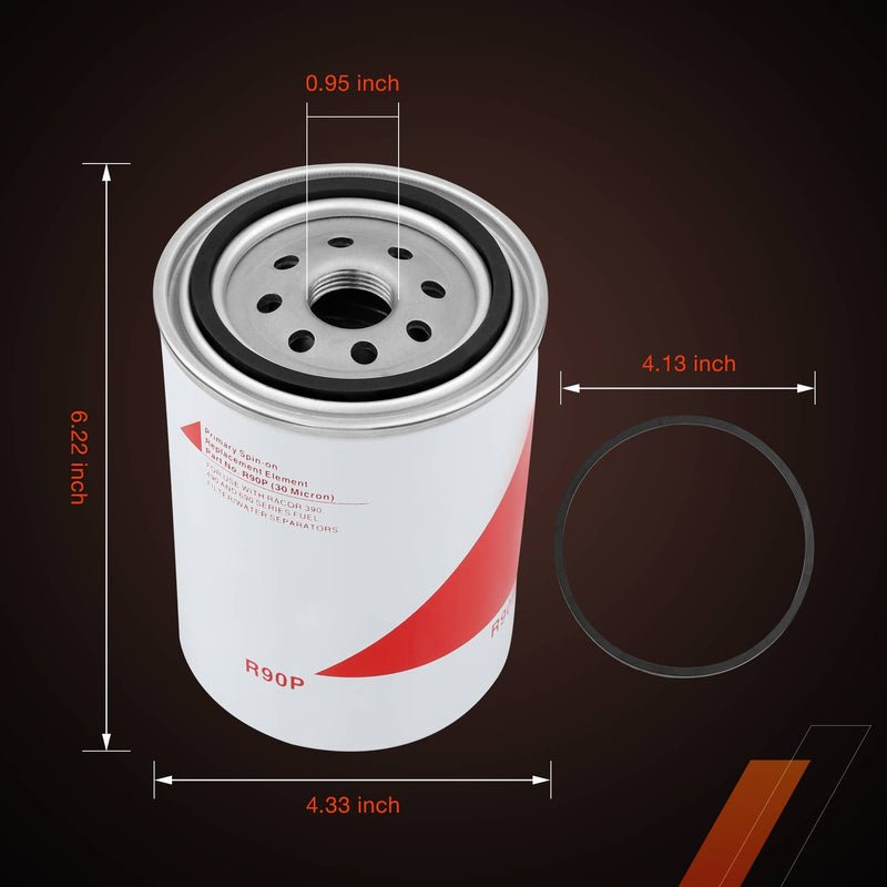 Fuel Filter Water Separator Spin On Element For 390RC 490R 690R 790R Series R90P