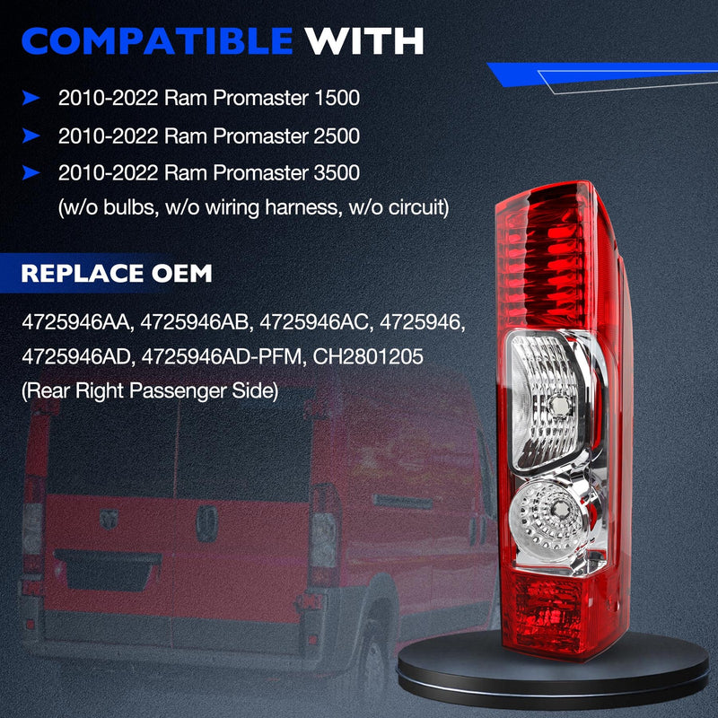 Rear Tail Light Assembly Right Passenger Side For Ram Promaster 1500 2500 10 24